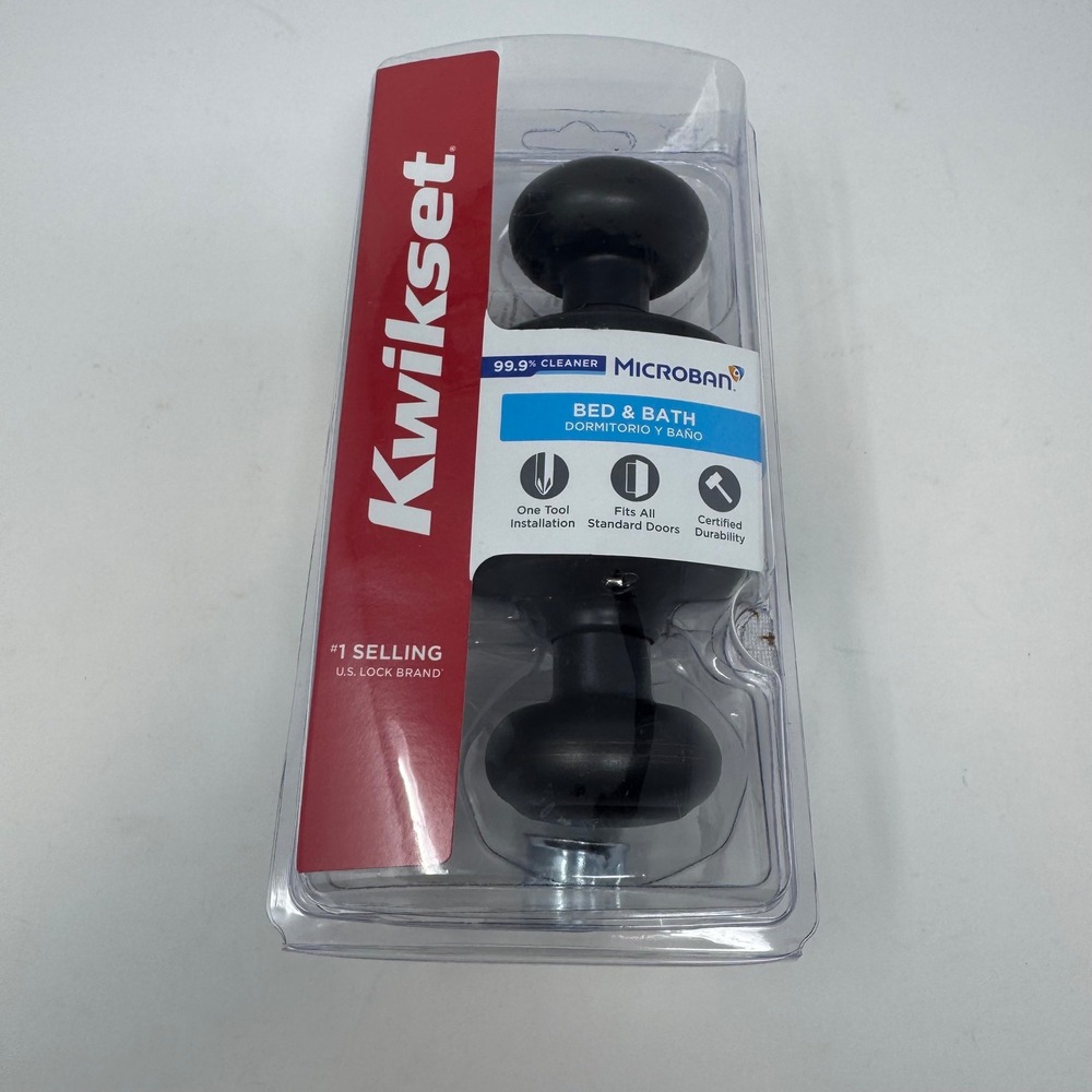 Kwikset Cove Privacy Door Knob Bed & Bath Matte Black New 300CV 11P CP V1 Int